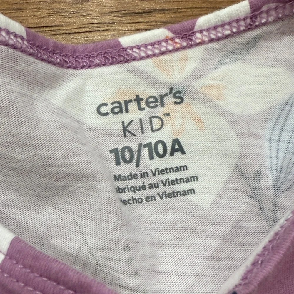 Carter’s Kid Girls Short-Sleeve Flowered Purple Dress - Size 10/10A